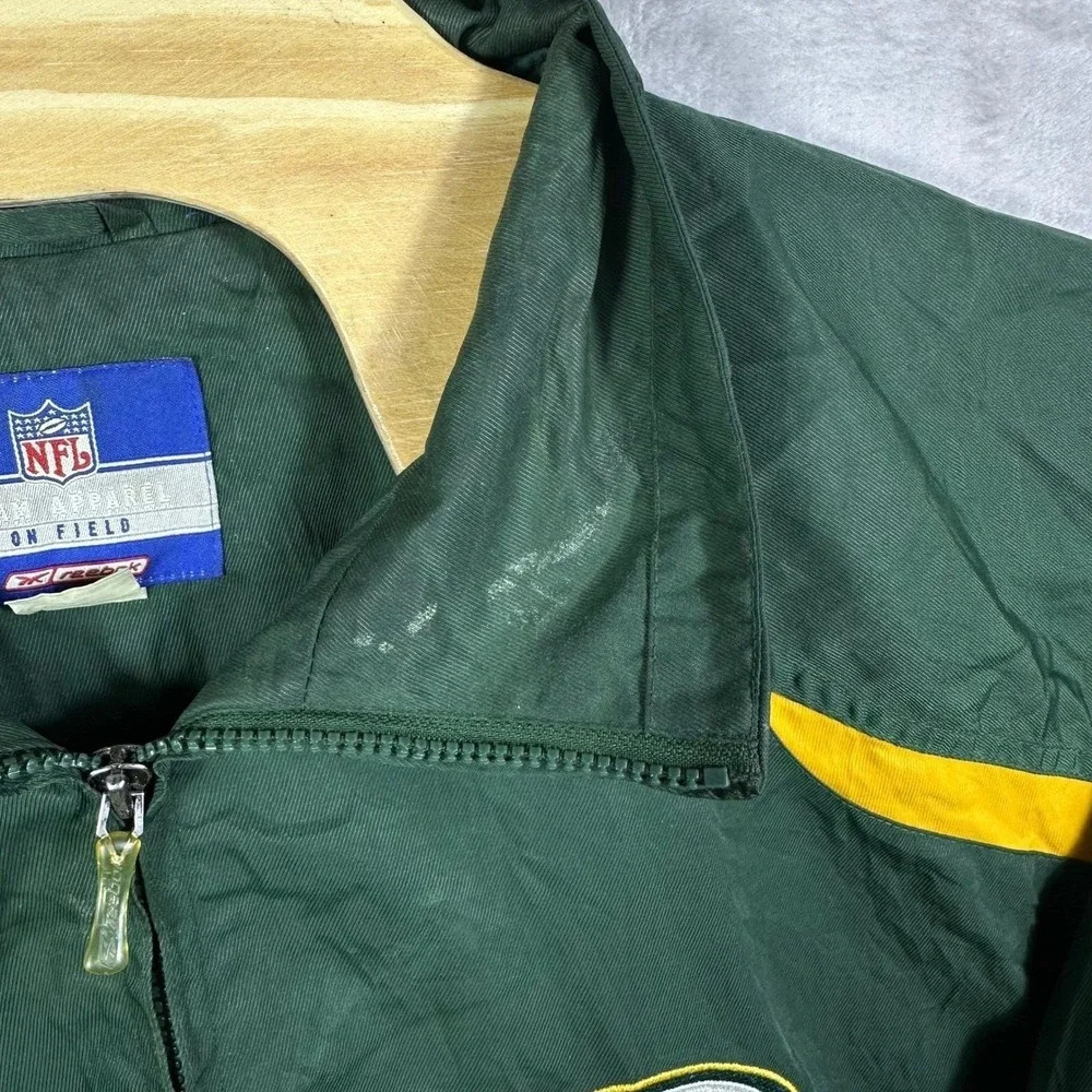 Vintage 90s Reebok Green Bay‎ Packers Windbreaker Jacket Men's XL On Field